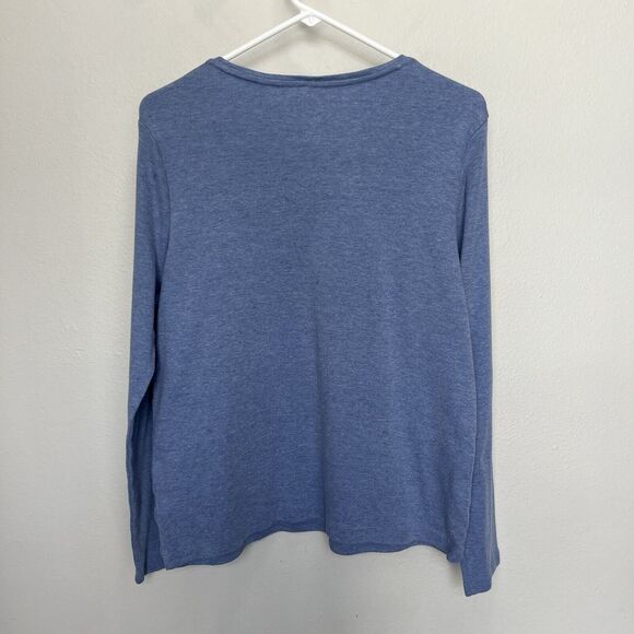 Croft & Barrow | Let It Snow Sequin Snowflake Long Sleeve Top Large Blue Gold - Picture 5 of 6